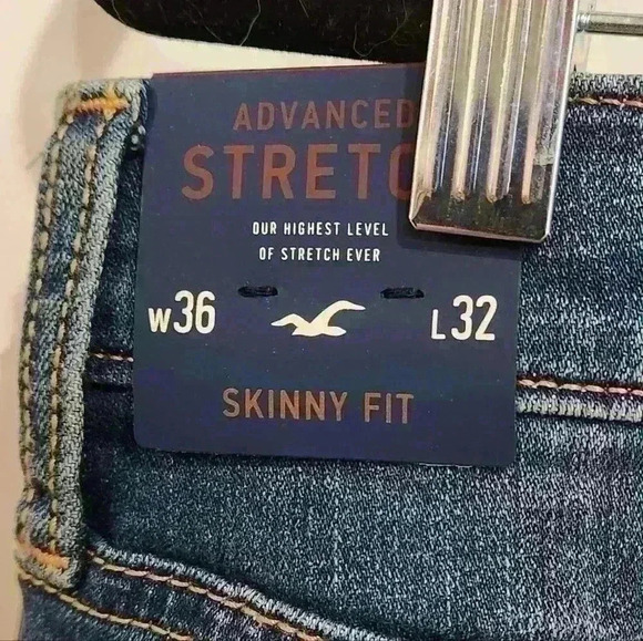 Men's Hollister Advanced Stretch Skinny Fit Distressed Blue Jeans Sz 36×32 - Picture 7 of 8